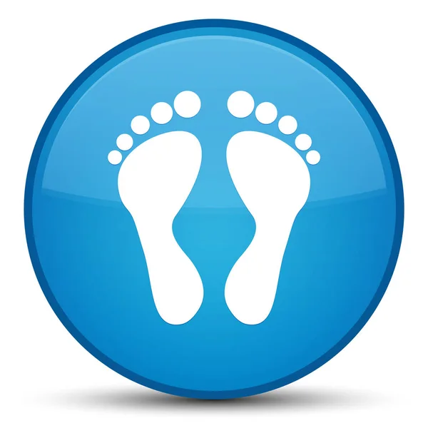 Lábnyom ikon különleges cián kék kerek gomb — Stock Fotó