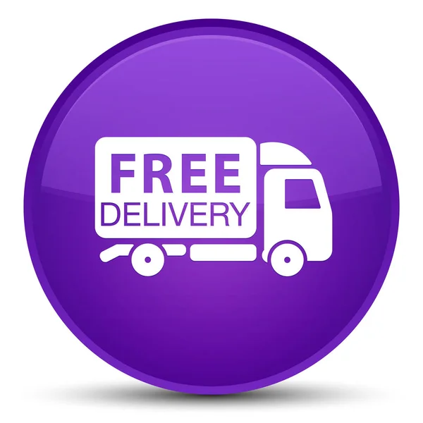 Free delivery truck icon special purple round button — Stock Photo, Image