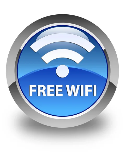 stock image Free wifi glossy blue round button
