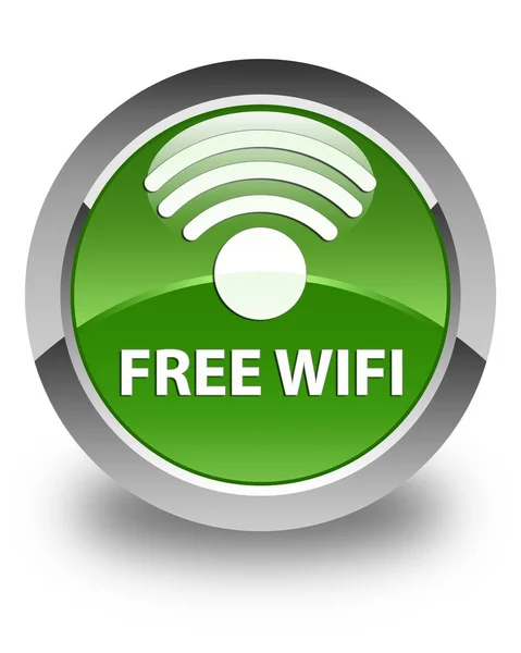 Free wifi glossy soft green round button — Stock Photo, Image