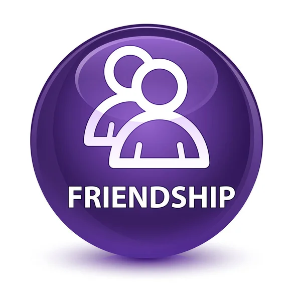Freundschaft (Gruppensymbol) glasiger lila runder Knopf — Stockfoto