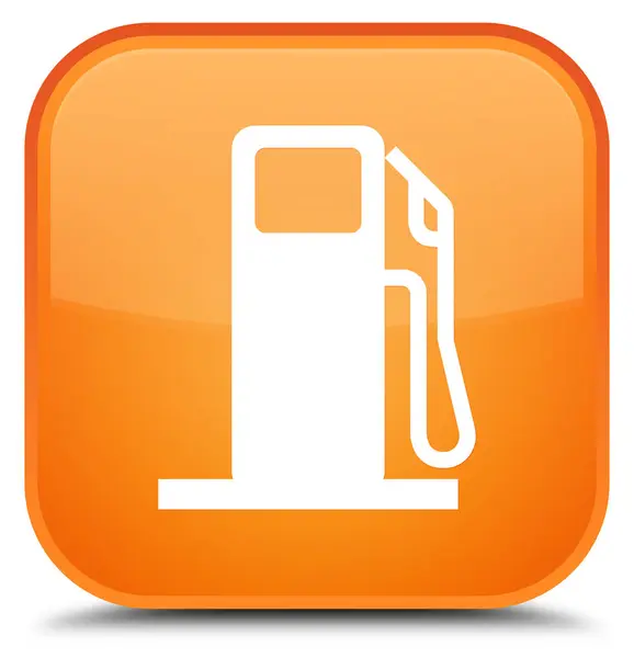 Icône distributeur de carburant bouton carré orange spécial — Photo