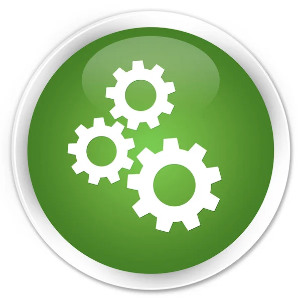 Versnellingen premie zachte groene ronde knoop van het pictogram — Stockfoto