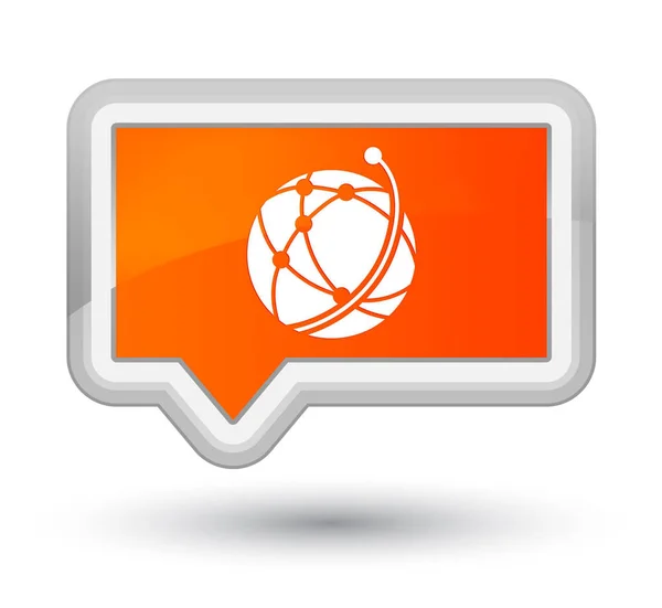 Ícone de rede global botão de banner laranja prime — Fotografia de Stock