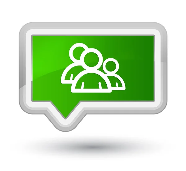 Group icon prime green banner button — Stock Photo, Image