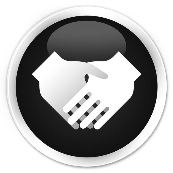 Handshake icon premium black round button