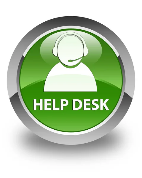 Help desk (icône de service à la clientèle) bouton rond vert doux brillant — Photo