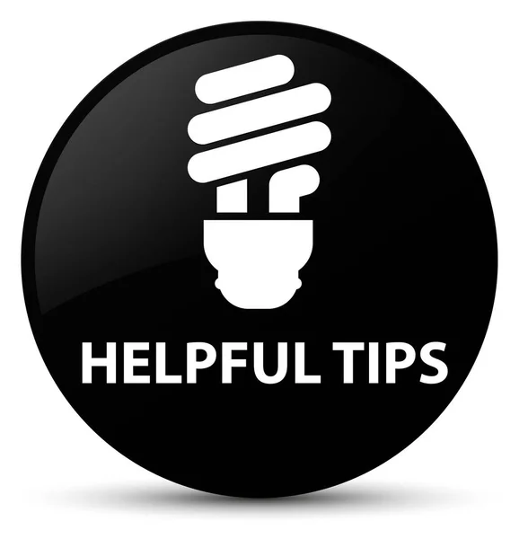 Consejos útiles (icono de la bombilla) botón redondo negro —  Fotos de Stock