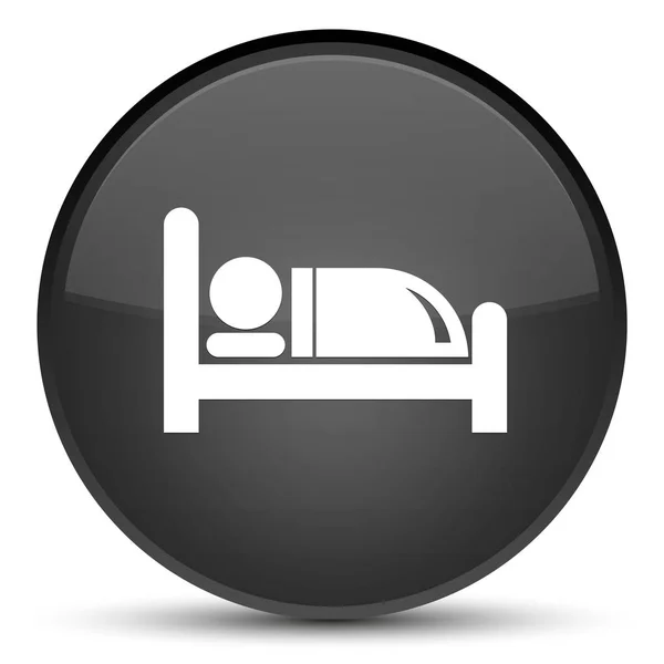 Hotel bed icon special black round button — Stock Photo, Image