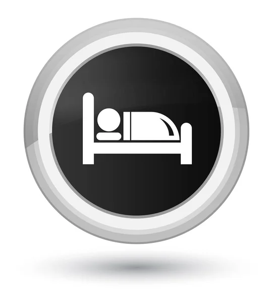 ホテルのベッドのアイコンのプライム黒い丸いボタン — ストック写真
