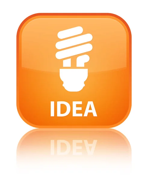 Idea (ikonu žárovky) speciální oranžové čtvercové tlačítko — Stock fotografie