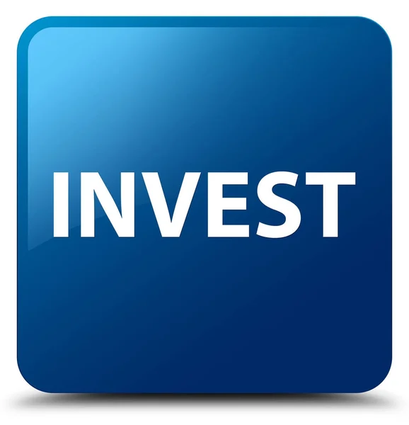 Inwestować niebieski przycisk kwadratowy — Zdjęcie stockowe