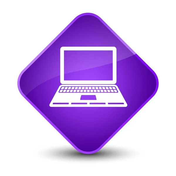 Icono del ordenador portátil elegante botón de diamante púrpura — Foto de Stock