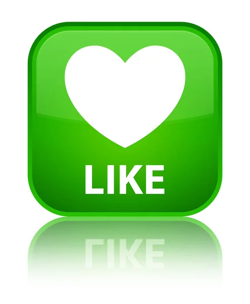 Como (ícone do coração) botão quadrado verde especial — Fotografia de Stock