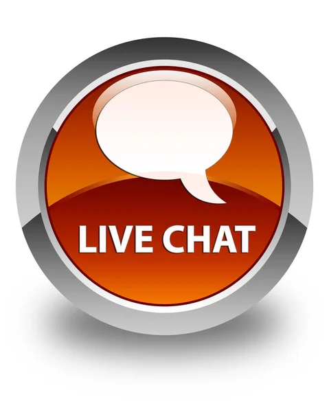 Livechat glanzend bruin ronde knop — Stockfoto