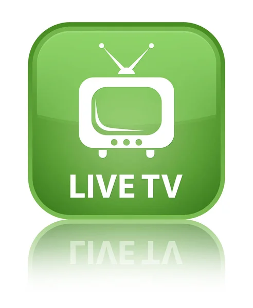 Live tv special soft green square button — Stock Photo, Image