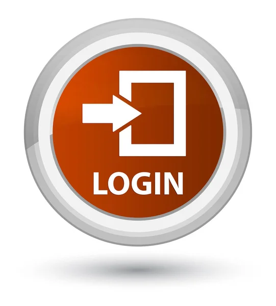 Login prime brown round button — Stock Photo, Image