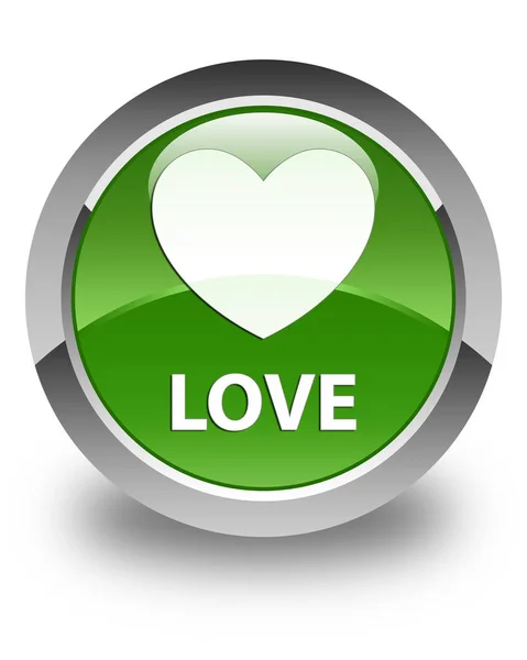 Bouton rond vert doux brillant Love — Photo