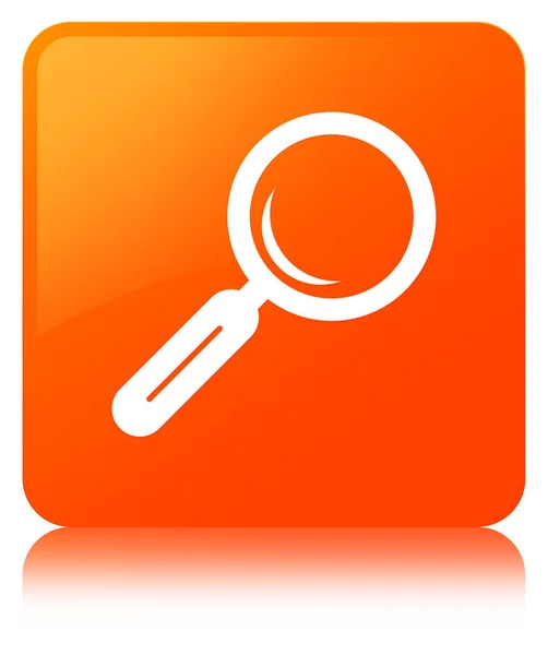 Ícone de lupa botão quadrado laranja — Fotografia de Stock