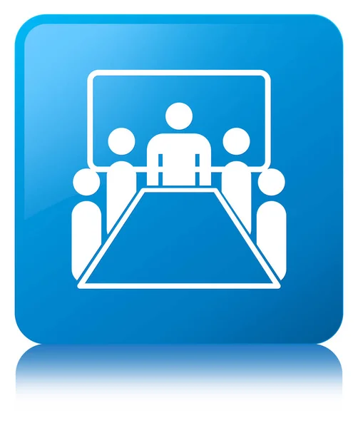 Meeting room icon cyan blue square button