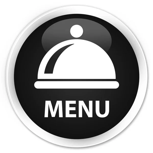 Menú (icono de plato de comida) botón redondo negro premium — Foto de Stock