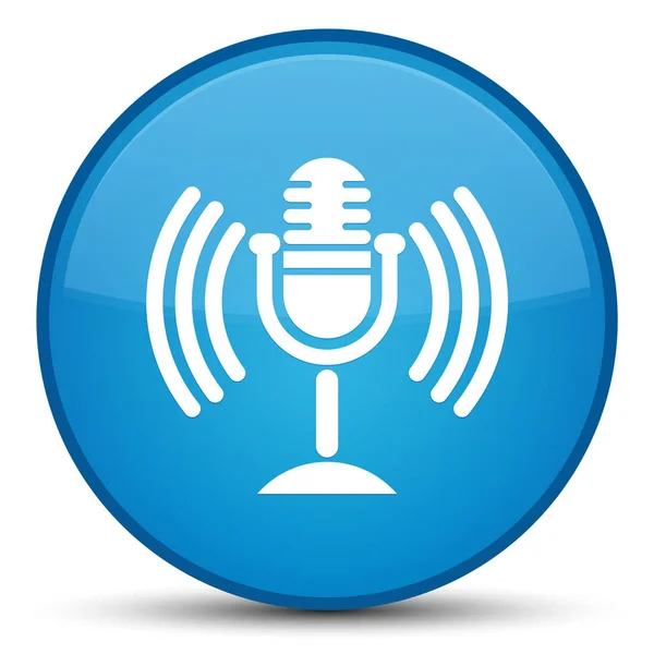 Ícone de microfone especial ciano botão redondo azul — Fotografia de Stock
