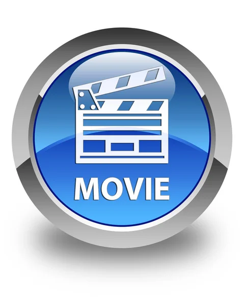 映画 (シネマ クリップ アイコン) 光沢のある青い丸ボタン — ストック写真