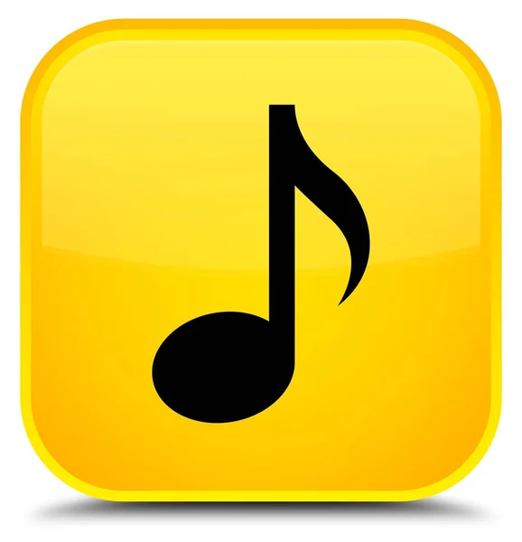 Специальная желтая квадратная кнопка музыкальной иконки — стоковое фото