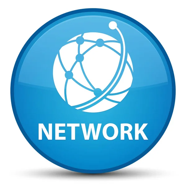 Sieci (globalnej sieci ikona) specjalne cyan niebieski okrągły przycisk — Zdjęcie stockowe