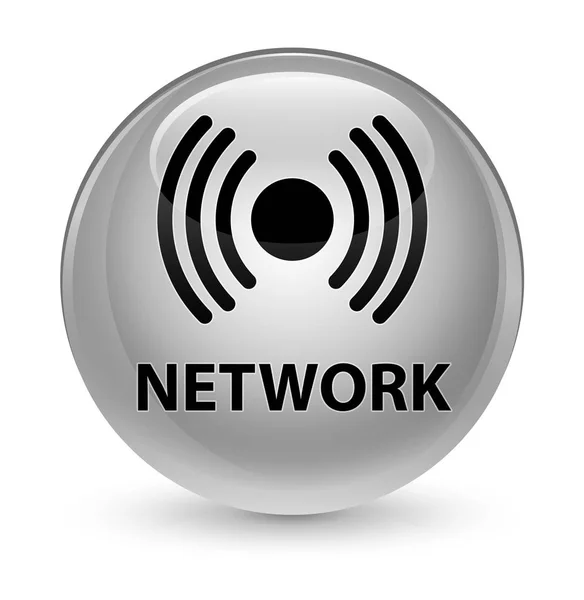 Netzwerk (Signalsymbol) glasiger weißer runder Knopf — Stockfoto