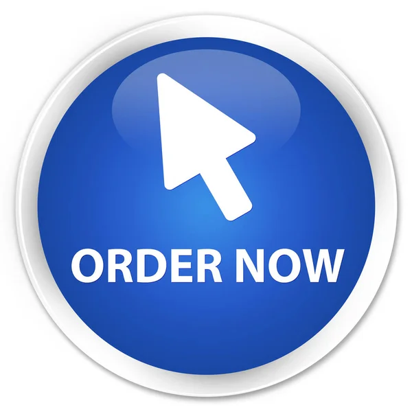 Order now (cursor icon) premium blue round button