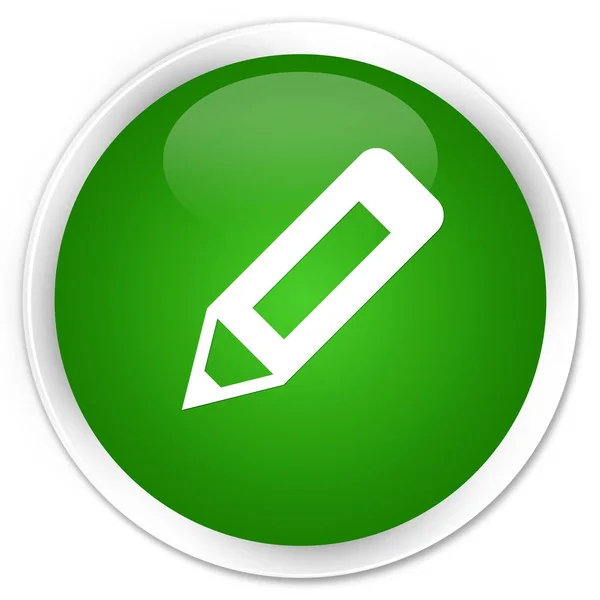 铅笔图标高级绿色圆形按钮 — 图库照片