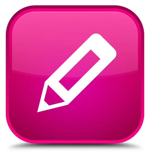 연필 아이콘 특별 한 분홍색 사각형 버튼 — 스톡 사진