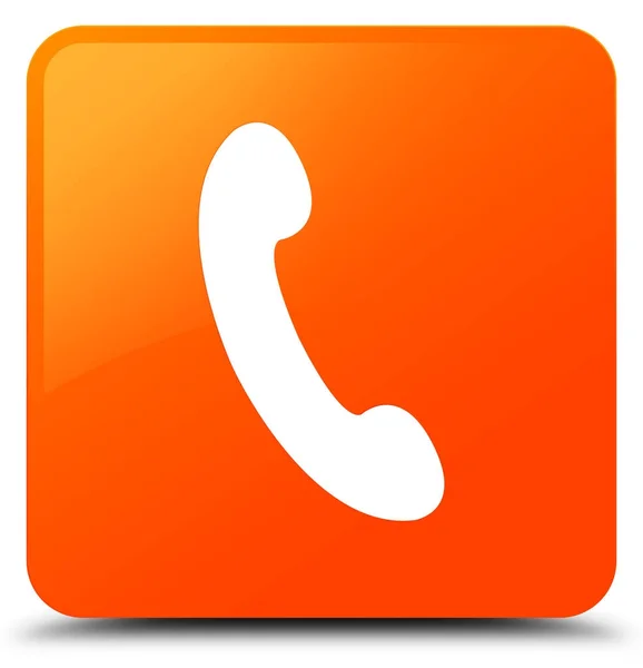 Teléfono icono naranja botón cuadrado —  Fotos de Stock