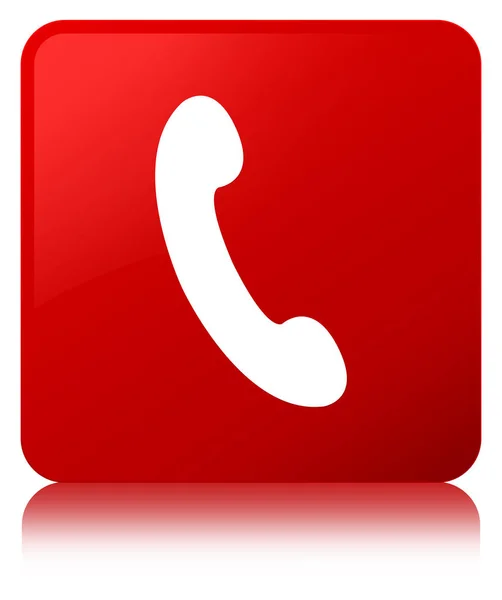 Icona del telefono pulsante quadrato rosso — Foto Stock
