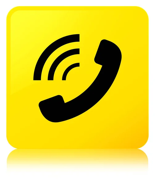 Teléfono timbre icono amarillo botón cuadrado — Foto de Stock