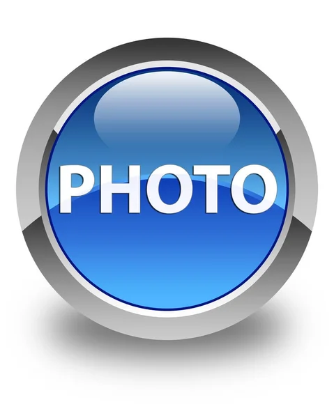 Foto glansigt blå runda knappen — Stockfoto