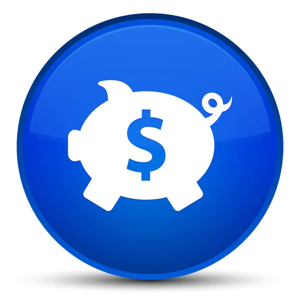 Piggy banca dollaro segno icona speciale blu pulsante rotondo — Foto Stock
