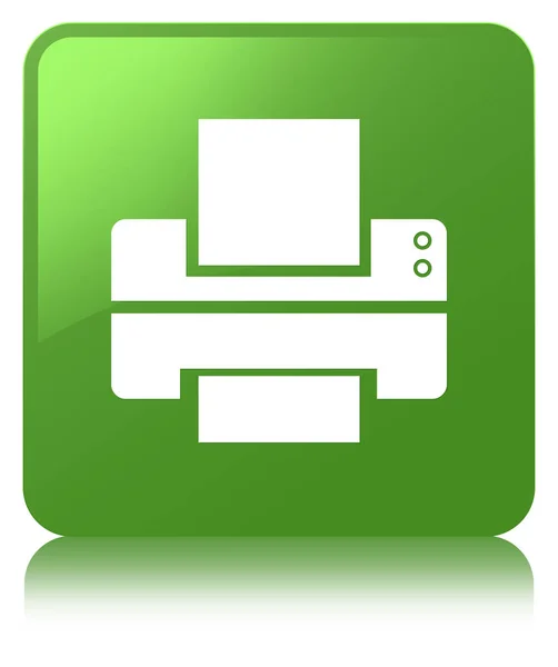 프린터 아이콘 부드러운 녹색 사각형 버튼 — 스톡 사진