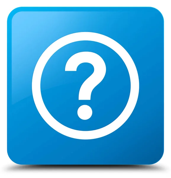 Ícone de pergunta botão quadrado azul ciano — Fotografia de Stock