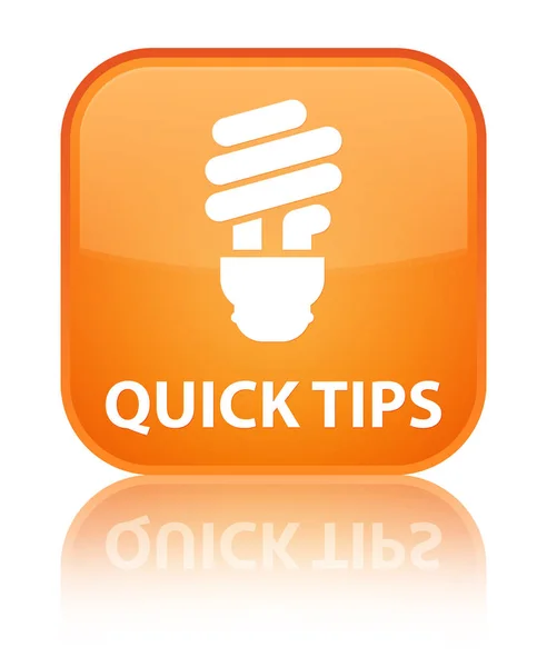 Dicas rápidas (ícone de lâmpada) botão quadrado laranja especial — Fotografia de Stock