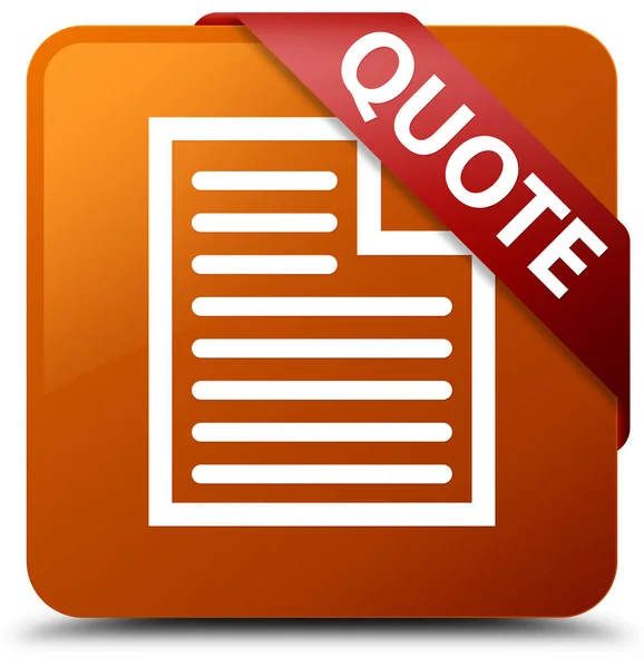 Quote (page icon) brown square button red ribbon in corner