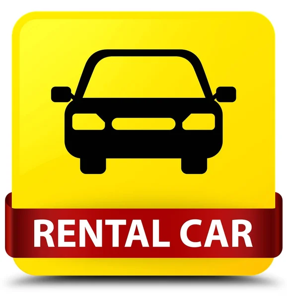 Autoverhuur gele vierkante knop rood lint in Midden — Stockfoto