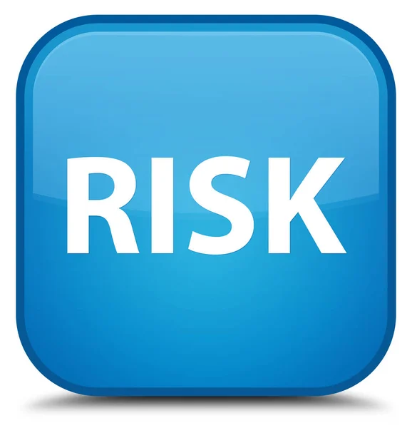 リスク特別なシアン青い正方形ボタン — ストック写真