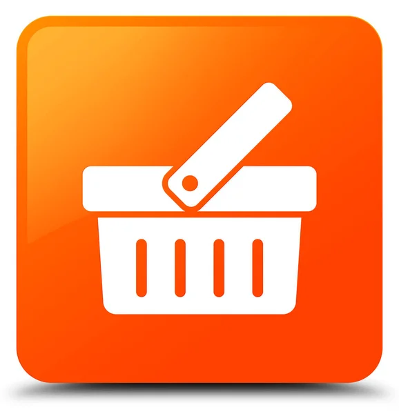 Shopping cart icon orange square button — Stock Photo, Image