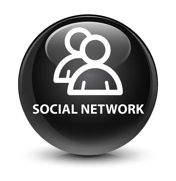 Social network (icona di gruppo) vetro nero pulsante rotondo — Foto Stock