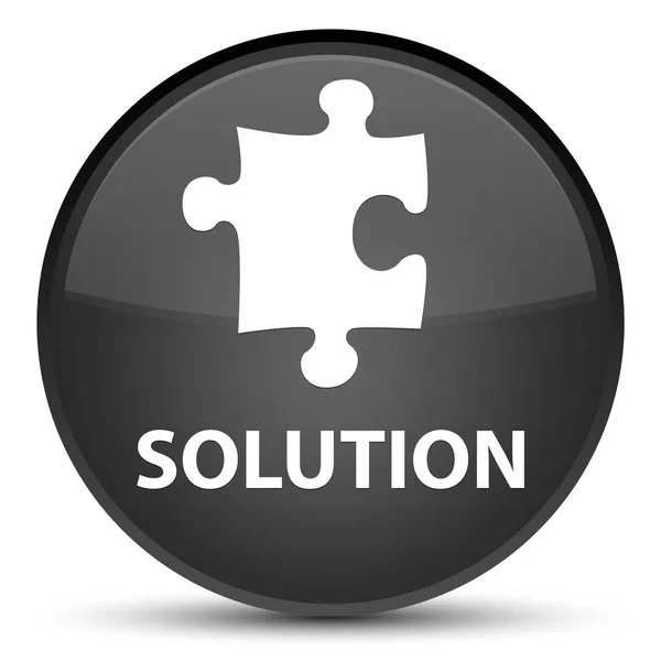 Solução (ícone de quebra-cabeça) botão redondo preto especial — Fotografia de Stock