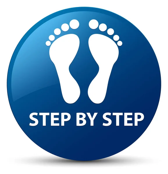 Step by step (footprint icon) blue round button — Stock Photo, Image