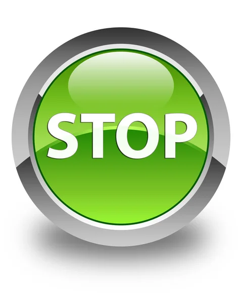 Pare o botão redondo verde brilhante — Fotografia de Stock
