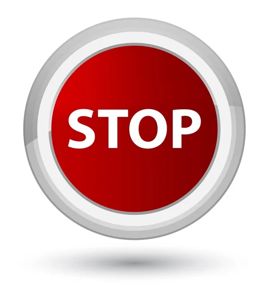 Stop prime roter runder Knopf — Stockfoto